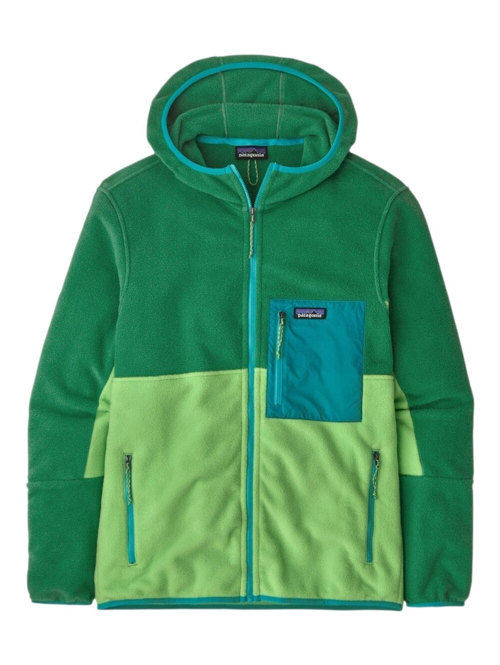 Patagonia Men's Microdini Hoody Glisten Green Small Full Zip Hooded Unisex